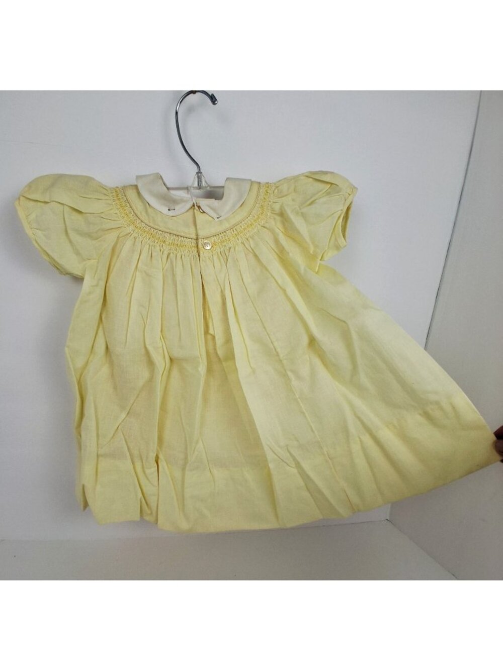 VTG 1950's Nannette Yellow Baby Dress Peter Pan Collar & Embroidered Kitten Acce - Picture 3 of 12